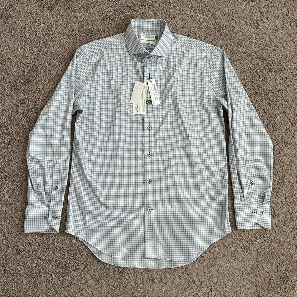 Lorenzo Uomo The Perfect Fashion Shirt Plaid Button Up Mens Size 15.5 32/33